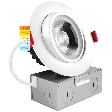 Luxrite 4 Inch Gimbal LED Recessed Downlight 5CCT 2700K-5000K 11W 75W Equivalent 1000LM Dimmable ETL LR23225-1PK